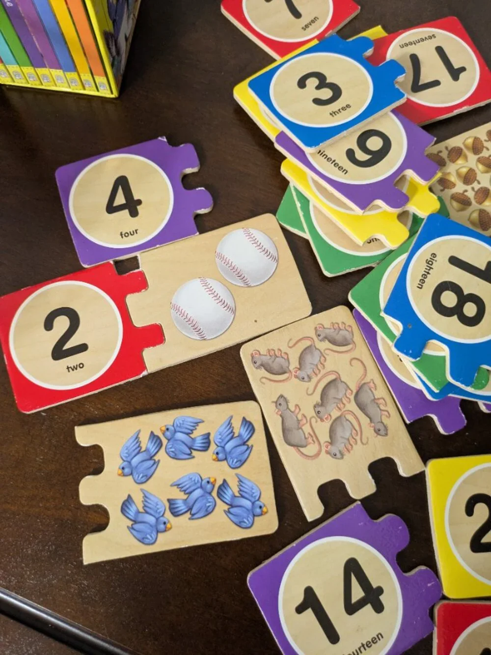 Three Preschool Number Counting Wooden Matching Puzzle Sets Melissa & Doug